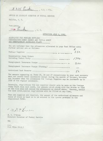 14  Eureka Postmaster Money Allowences 322